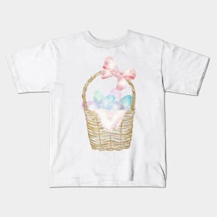 Easter Basket with Pastel Eggs Kids T-Shirt